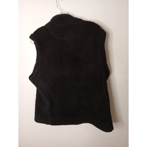 CALVIN KLEIN Women's XL Faux Sherpa Vest Solid Black Pockets Zip Front Fleece - Picture 5 of 9